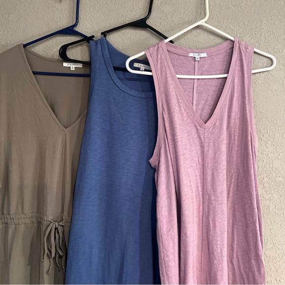 Z Supply Sz Medium LOT of 3 Cotton Dresses Lilac Blue Olive Green Summer Comfort - Picture 2 of 12